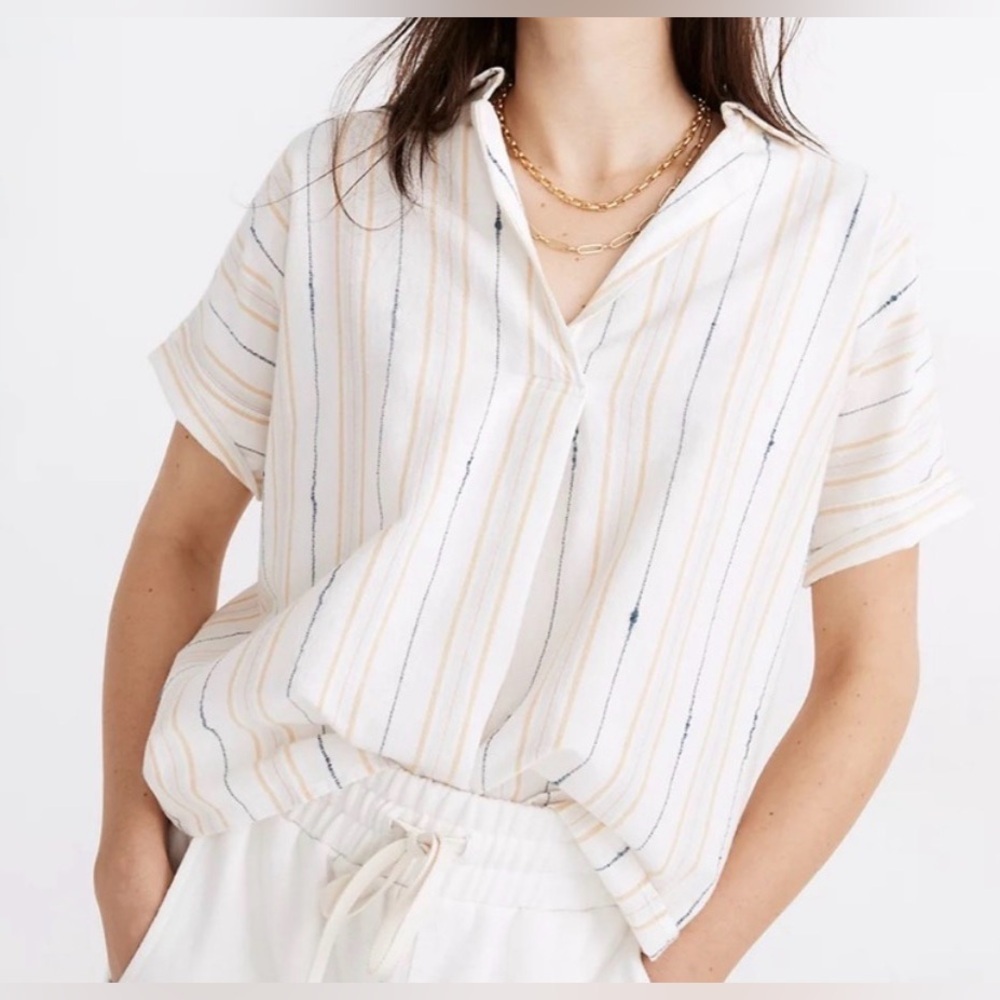 Madewell Park Popover textured stripe top, medium